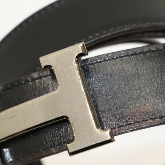 Hermes Chamonix and Togo Leather Constance Reversible Belt 105 CM - Noir/Silver - Picture 9 of 16